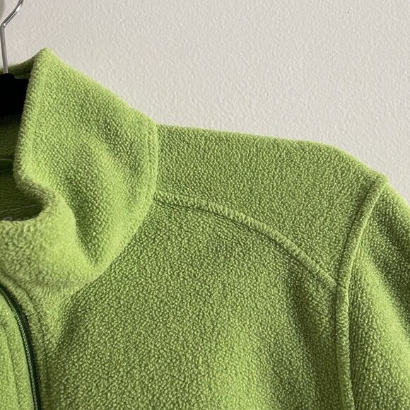 L.L. Bean Women Sz M Lime Green Full Zip Polartec Fleece Zip Pockets Jacket - Picture 6 of 9